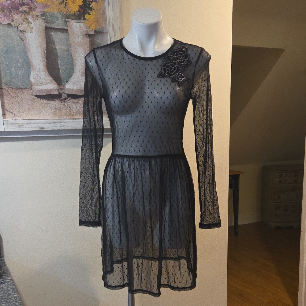 Love, Fire Los Angelos Black Sheer Long Sleeve Dress